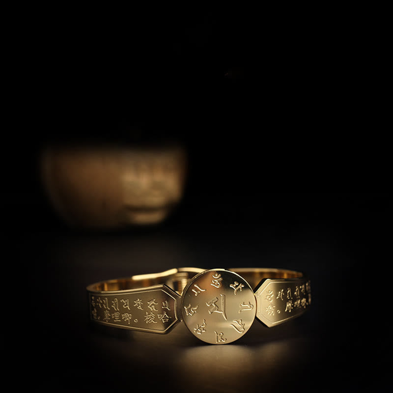 Brazalete de armonía de acero de titanio con Buddha Stones Yin Yang Lotus Om Mani Padme Hum Mantra