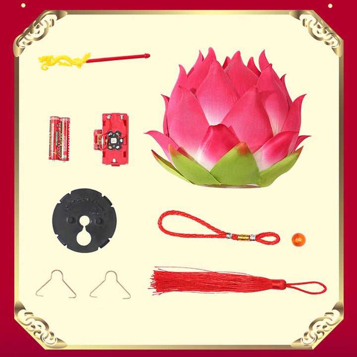 Buddha Stones DIY flor de loto dragón linterna borla lámpara decoración