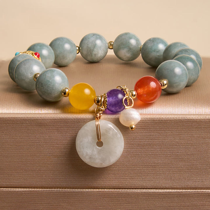 Pulsera de confianza con dije de hebilla de paz y ágata roja de jade con Buddha Stones