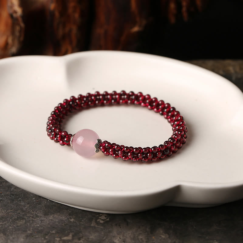 Pulsera de protección de cuentas de amazonita de ágata roja de cristal rosa granate natural con Buddha Stones