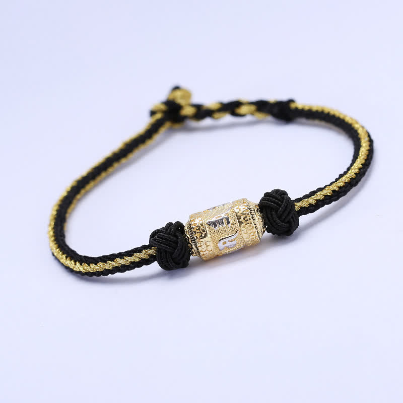 Pulsera de hilo rojo de plata de ley 925 con Buddha Stones Om Mani Padme Hum, rueda de oración, fuerza de la suerte