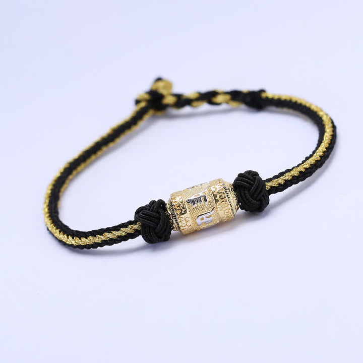 Pulsera de hilo rojo de plata de ley 925 con Buddha Stones Om Mani Padme Hum, rueda de oración, fuerza de la suerte