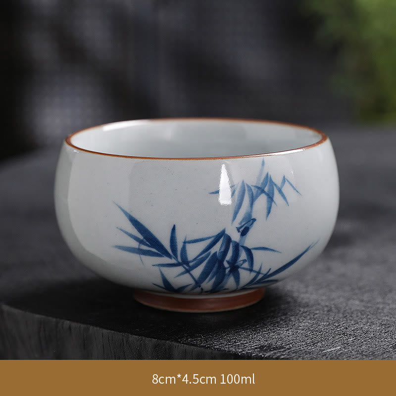 Tazas de té de cerámica de bambú con hojas de flor de loto y Buddha Stones, tazas de té de Kung Fu