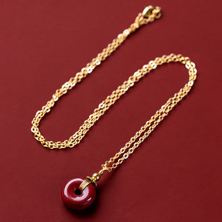 Colgante de collar con Buddha Stones , cinabrio, hebilla de la paz, bendición tranquila