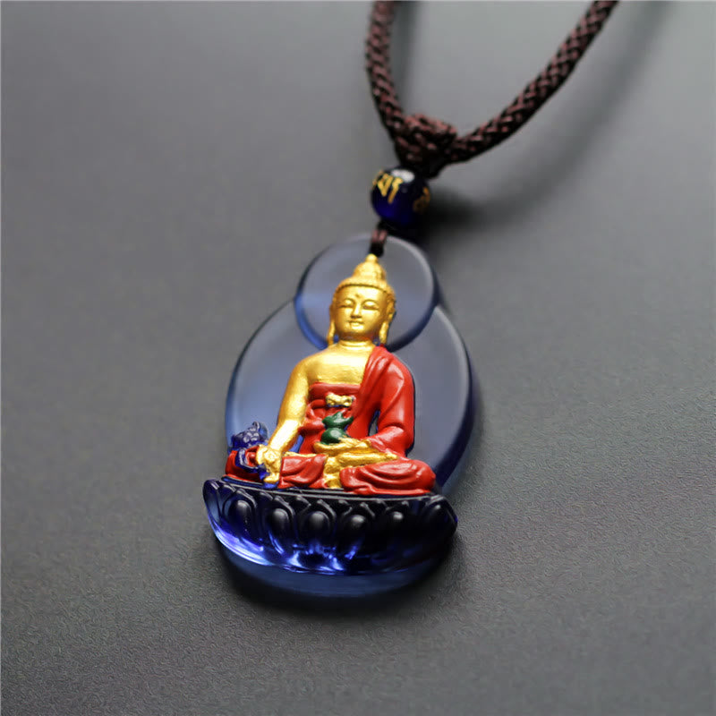 Buddha Stones Tíbet Medicina Buda Liuli Cristal Compasión Collar Colgante - image 2