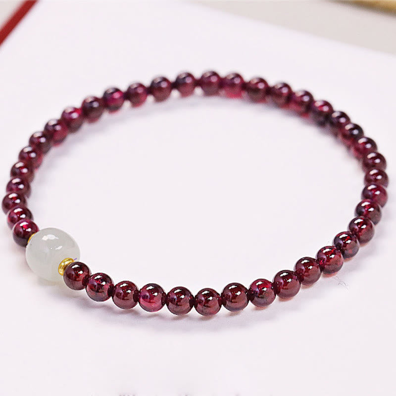 Pulsera de purificación de cuentas de jade granate natural con Buddha Stones