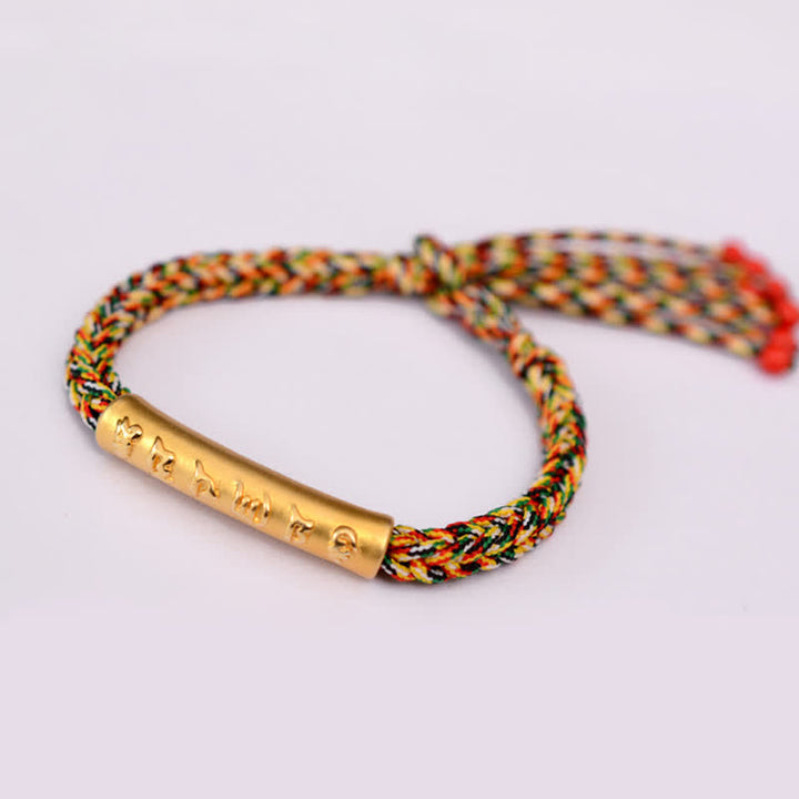 Pulsera de hilo de protección Om Mani Padme Hum de plata de ley 999 con Buddha Stones