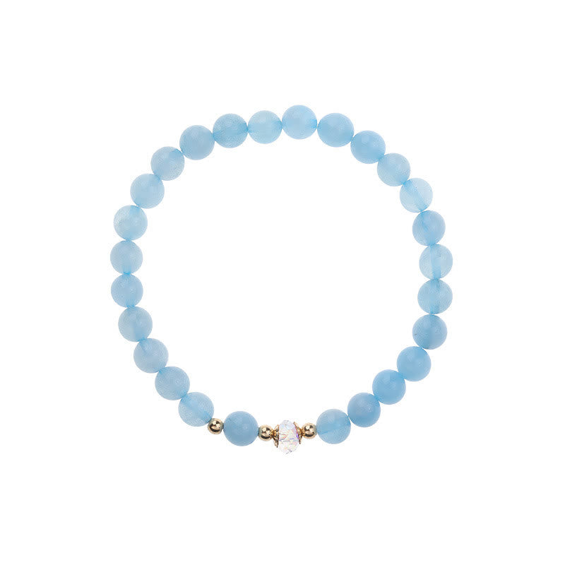 Pulsera curativa de cristal azul, aguamarina, cobre, chapado en oro de 14 quilates, Buddha Stones , ágata blanca, cristal blanco