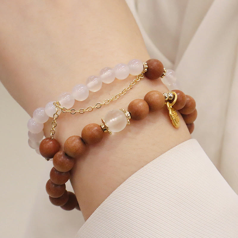 Pulsera de protección con dije de personaje Fu de ojo de gato de sándalo con Buddha Stones