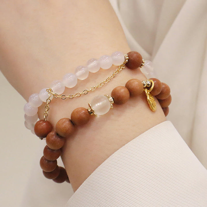 Pulsera de protección con dije de personaje Fu de ojo de gato de sándalo con Buddha Stones