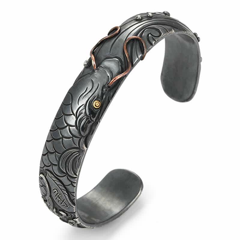 Brazalete de plata de ley 999, oro 990, pez Koi, suerte, riqueza, éxito