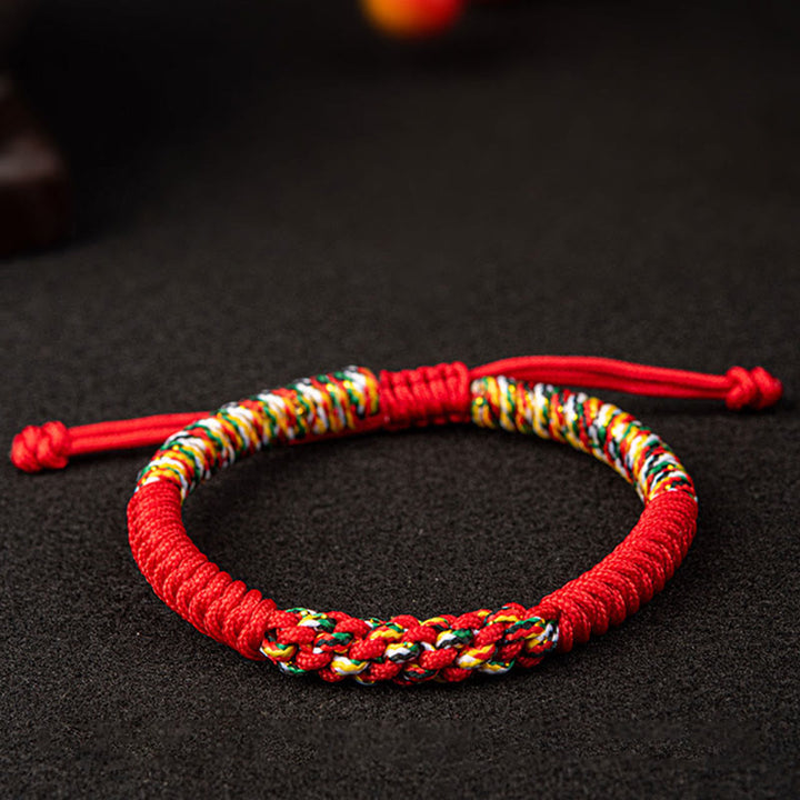 Pulsera de cuerda trenzada de la suerte con nudo King Kong colorido hecho a mano tibetano con Buddha Stones