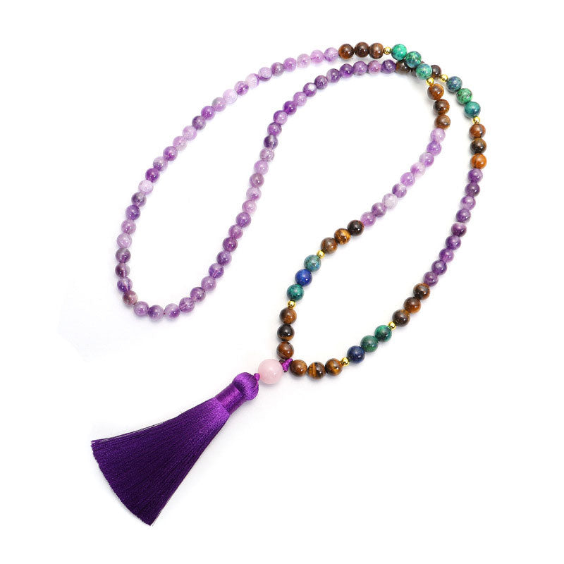 Juego de pulsera purificadora de amatista tibetana con Buddha Stones