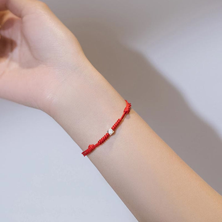 Pulsera trenzada de hilo rojo con protección de cuentas de la suerte de plata de ley 925 con Buddha Stones