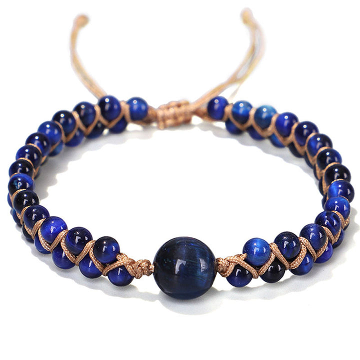 Pulsera de protección con piedra de ojo de tigre azul divino de Buddha Stones