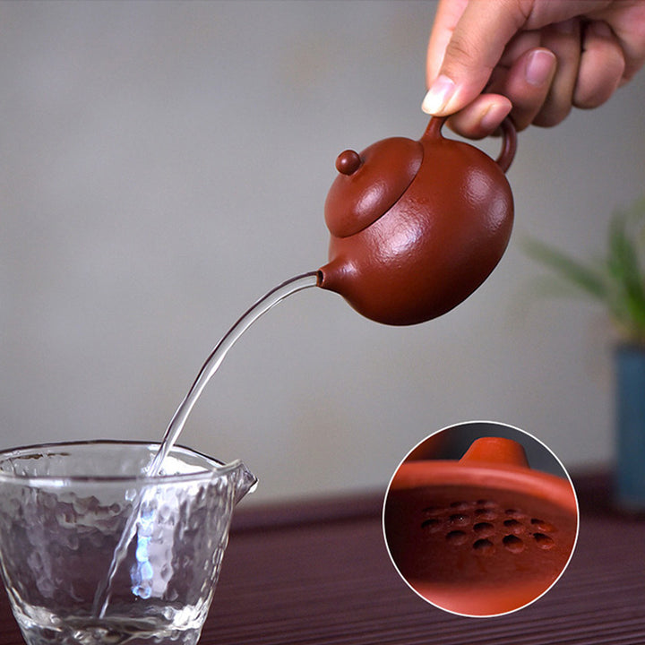 Tetera de kungfú de arcilla púrpura marrón Wen Dan hecha a mano con Buddha Stones Yixing