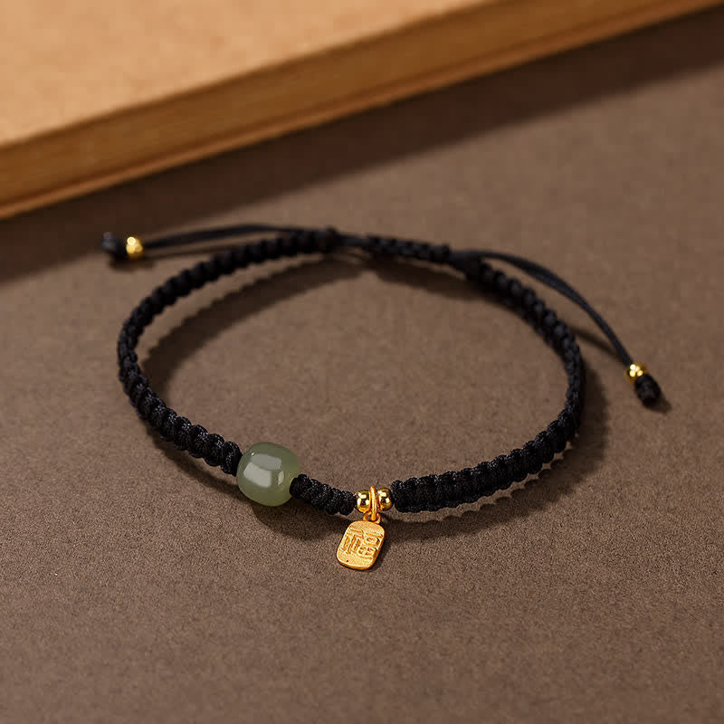 Pulsera de hilo rojo con Buddha Stones , plata de ley 925, Jade hetiano, bendición, riqueza