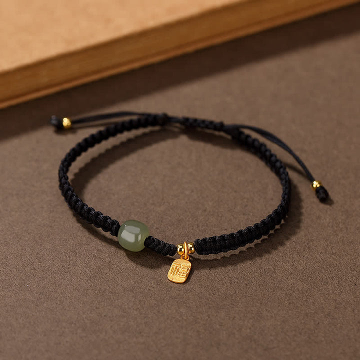 Pulsera de hilo rojo con Buddha Stones , plata de ley 925, Jade hetiano, bendición, riqueza