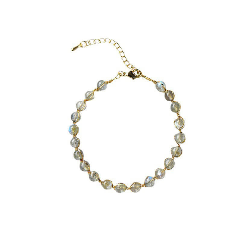 Pulsera positiva curativa de oro de 14 quilates con piedra lunar natural de Buddha Stones