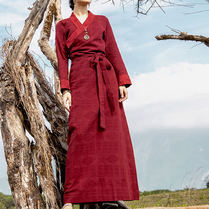 Vestido tibetano con Buddha Stones, vestido largo de Lhasa, vestido largo, ropa de mujer