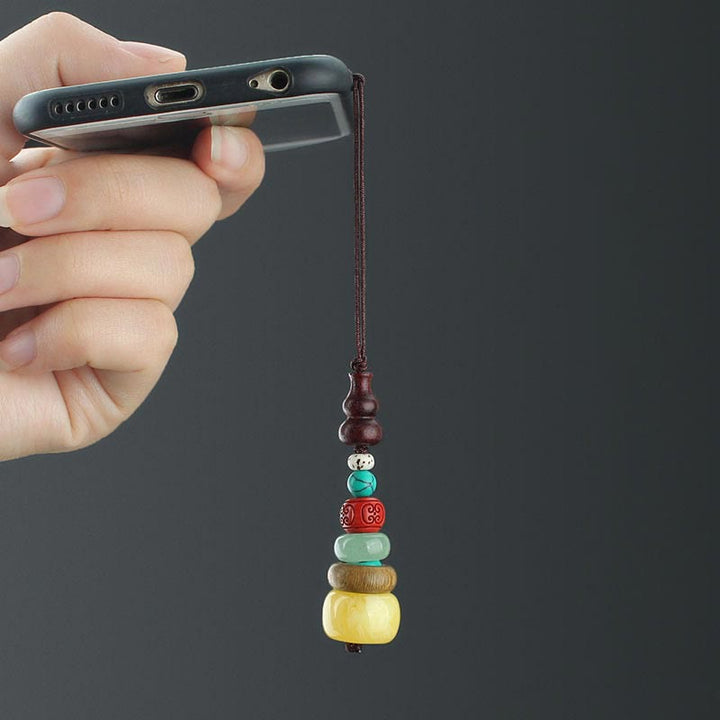 Calabaza de madera de ébano y sándalo verde, pagoda de siete capas, decoración positiva para colgar en el teléfono