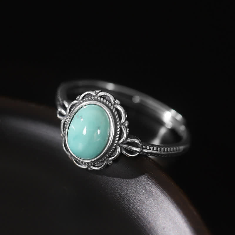 Anillo de protección de ágata roja turquesa tibetana de plata de ley 925