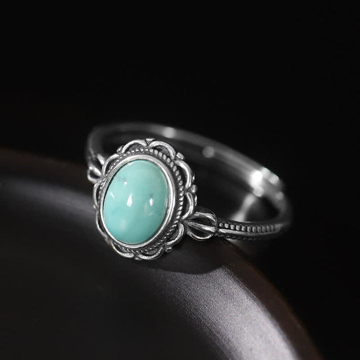 Anillo de protección de ágata roja turquesa tibetana de plata de ley 925