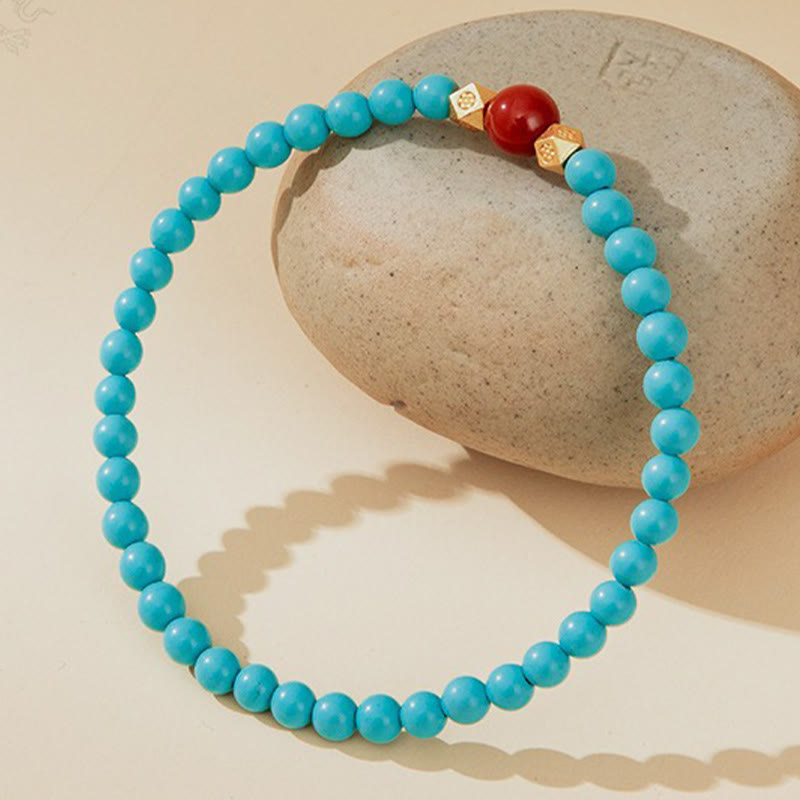 Pulsera de protección con cuentas de ágata roja turquesa de Buddha Stones