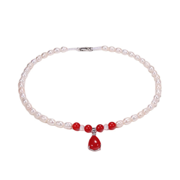 Colgante de collar de paz con cuentas de perlas y gotas de agua