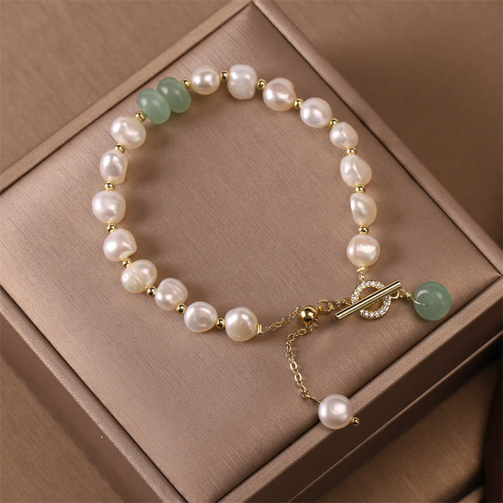 Pulsera de cadena curativa con cuentas de cuarzo fresa verde perla de Buddha Stones
