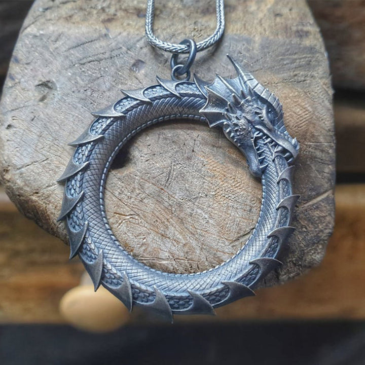 Colgante de collar de protección de serpiente de dragón de estaño puro con Buddha Stones - image 4