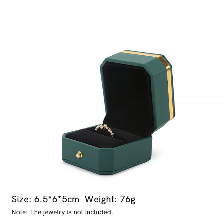Caja de almacenamiento de joyas Caja de regalo de cuero PU - Verde oscuro - Caja para anillos (6,5 x 6 x 5 cm) - image 8