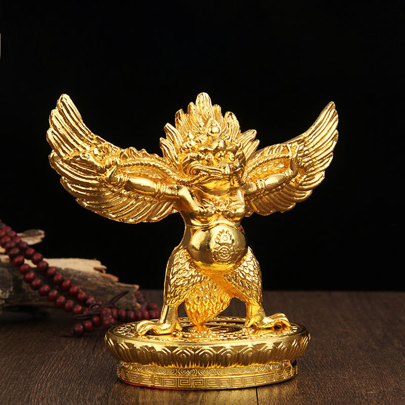 Decoración del hogar de protección de aleación de pájaro Garuda de oro tibetano - Ave Garuda Dorada (Sabiduría♥Protección) - image 0