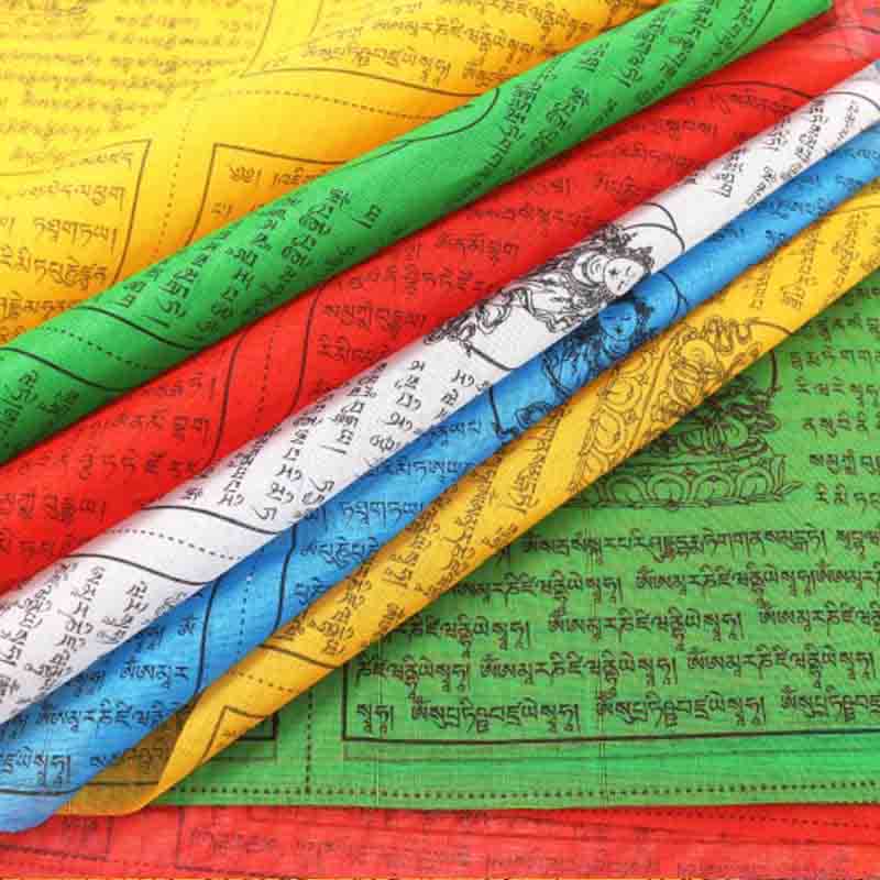 Bandera de oración tibetana para exteriores, 25 piezas, con diseño de caballo de viento de 5 colores y espíritu auspicioso. - image 1