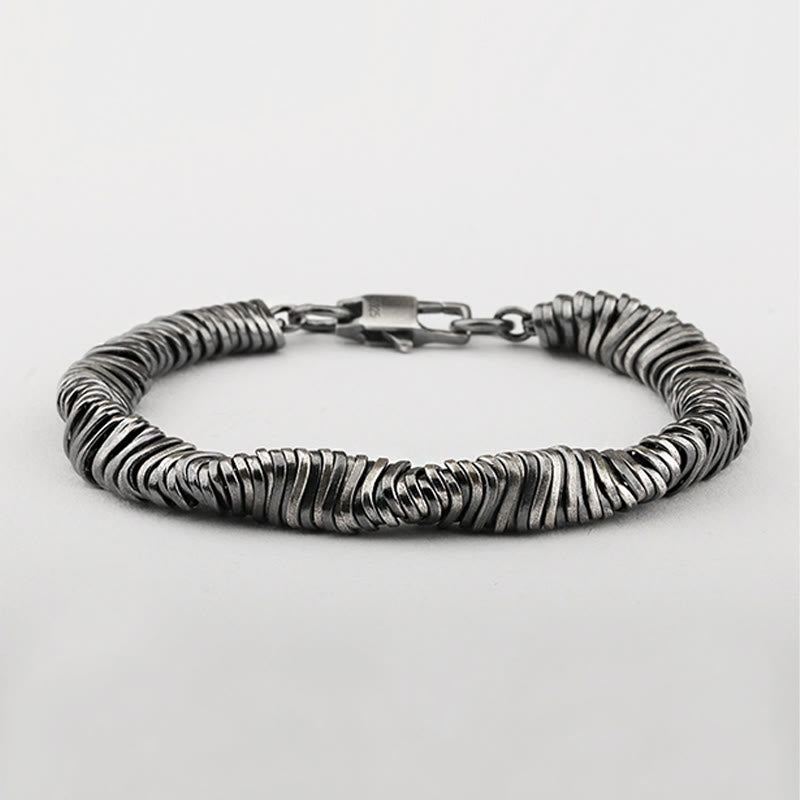 Pulsera de cadena curativa de riqueza con diseño trenzado vintage de plata de ley 925 con Buddha Stones