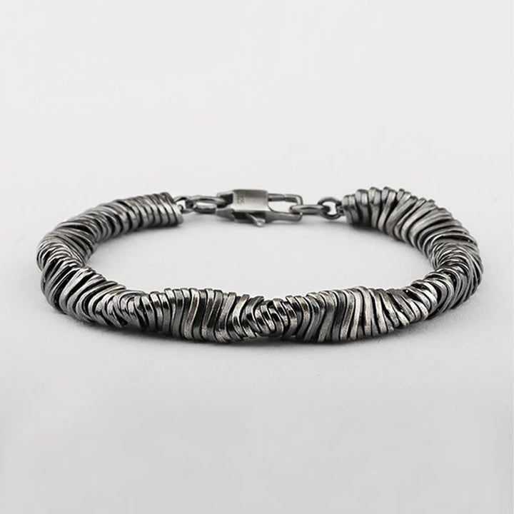 Pulsera de cadena curativa de riqueza con diseño trenzado vintage de plata de ley 925 con Buddha Stones