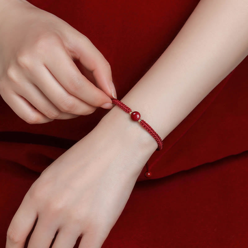 Pulsera de hilo rojo con cuentas de cinabrio de la suerte, Buddha Stones