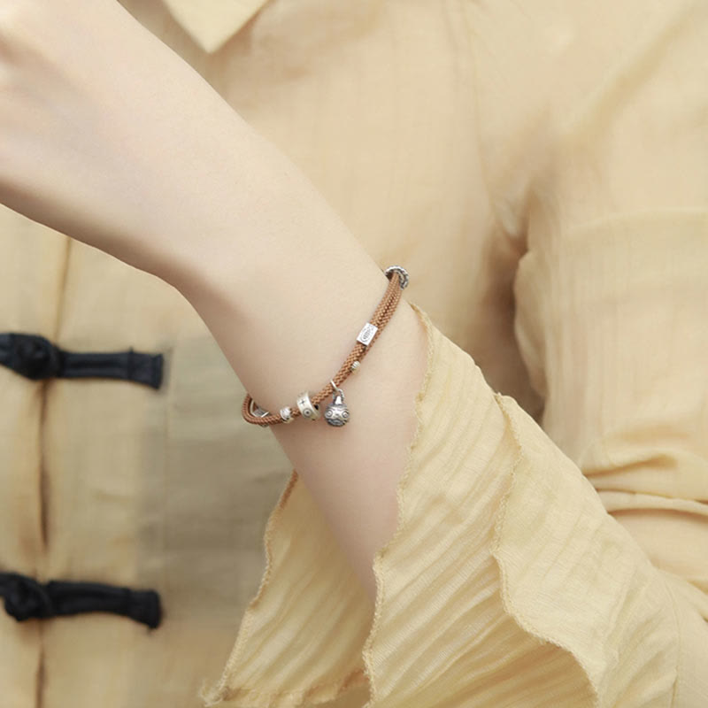 Pulsera trenzada hecha a mano con Buddha Stones , Plata de Ley 925, oro, bestia tragadora, pez Koi, riqueza