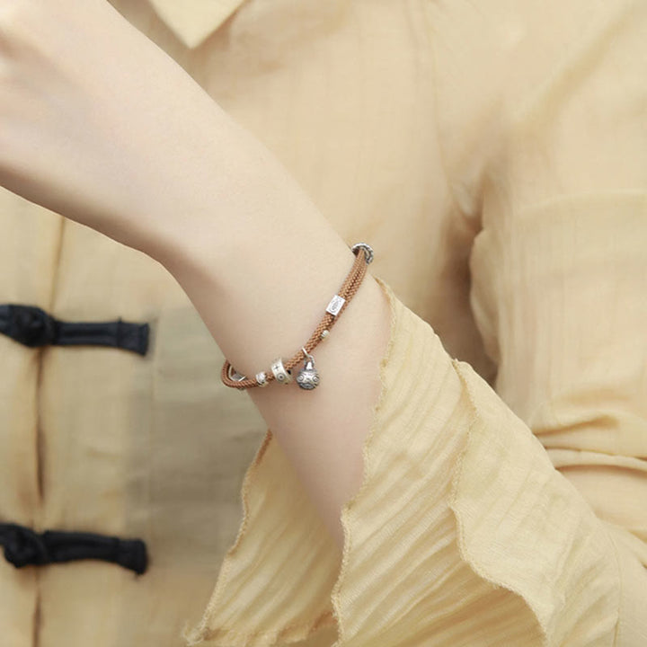 Pulsera trenzada hecha a mano con Buddha Stones , Plata de Ley 925, oro, bestia tragadora, pez Koi, riqueza
