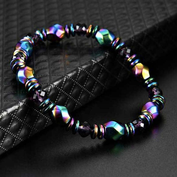 Pulsera de bienestar de hematita arcoíris con Buddha Stones