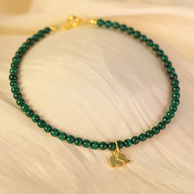 Pulsera con dijes antiansiedad de elefante de malaquita natural con Buddha Stones