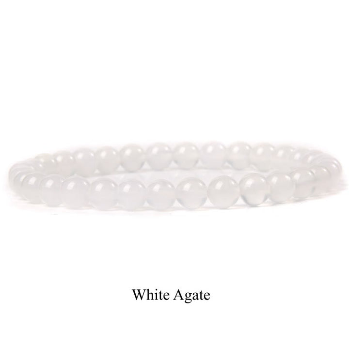 Pulsera de cuentas curativas de cuarzo con piedra natural de piedras de Buddha Stones - 8 mm - Ágata blanca - image 49