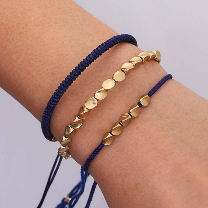 Juego de pulsera de la suerte con Buddha Stones, 3 piezas, cuentas de cobre tibetanas, protección curativa
