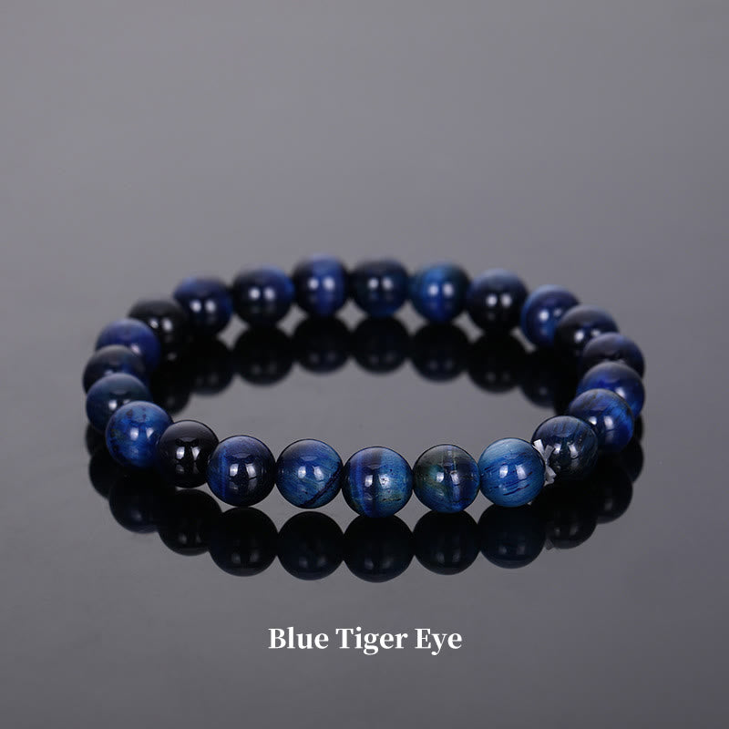 Pulsera de cuentas curativas de cuarzo con piedra natural de piedras de Buddha Stones - 8 mm - Ojo de tigre azul - image 36