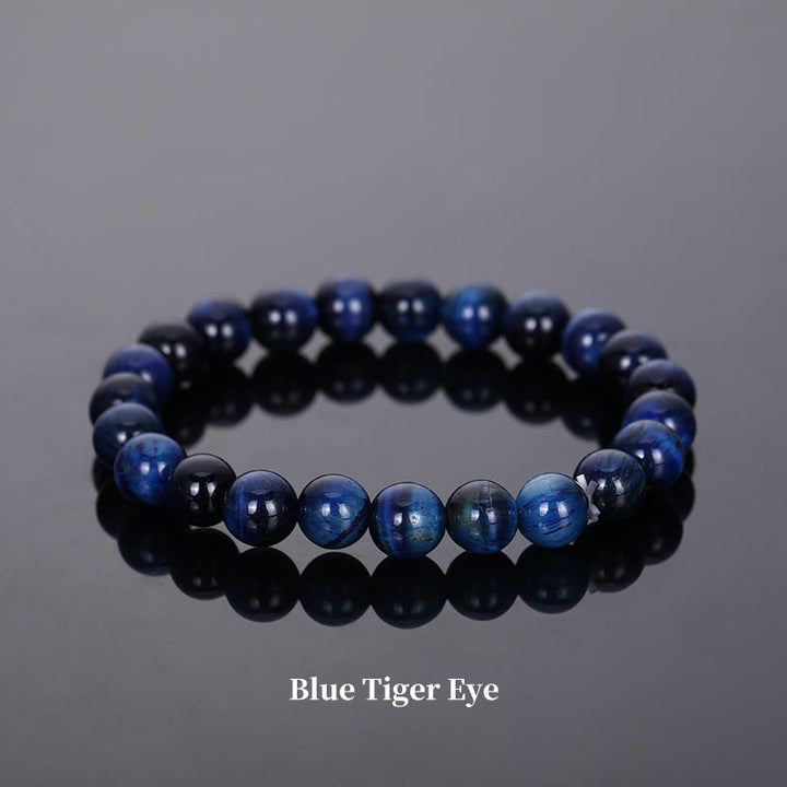 Pulsera de cuentas curativas de cuarzo con piedra natural de piedras de Buddha Stones - 8 mm - Ojo de tigre azul - image 36