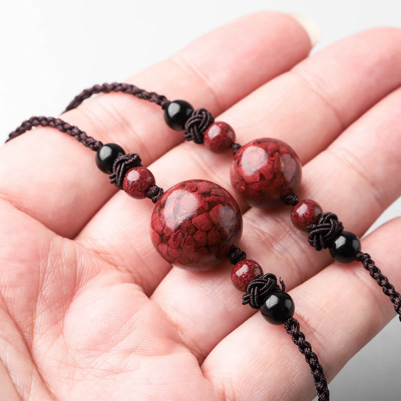 Colgante de collar con cuentas de piedras de cinabrio naturales , Buddha Stones