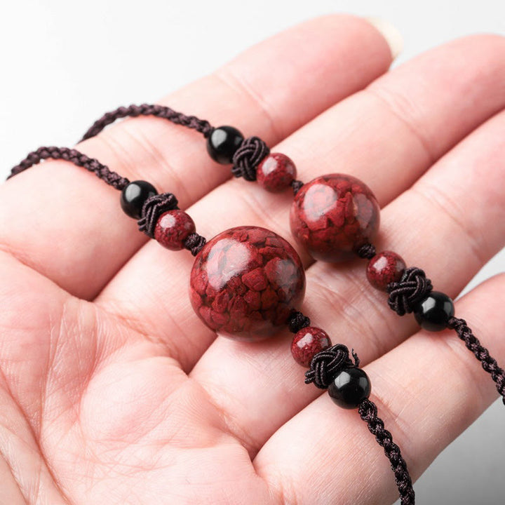 Colgante de collar con cuentas de piedras de cinabrio naturales , Buddha Stones