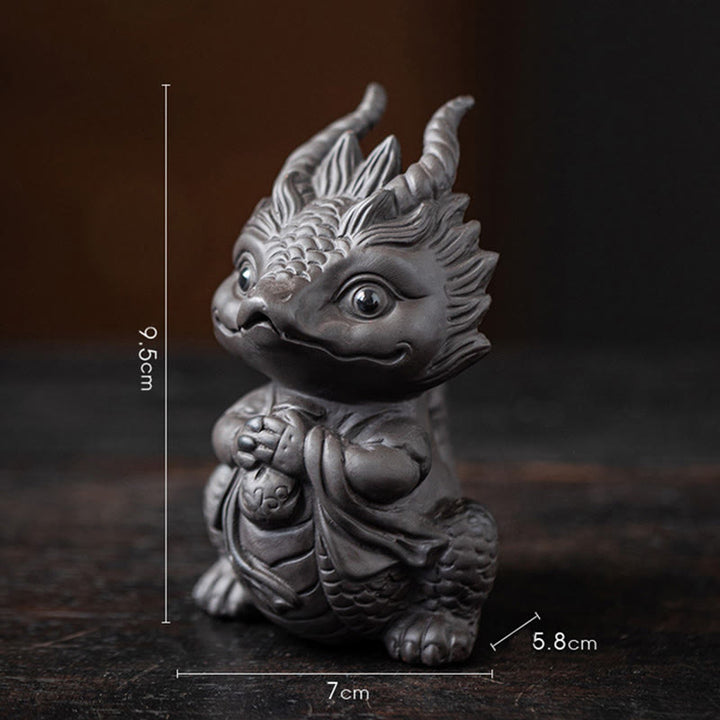 Buddha Stones, dragón de la suerte, riqueza, té, mascota, figura decorativa de arcilla púrpura, decoración - Niña Dragón Negra 7*5.8*9.5cm - image 16