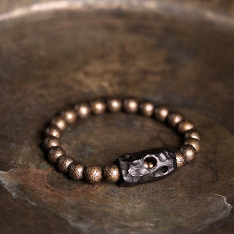 Pulsera con cuentas de equilibrio de paz, cobre, madera de ébano del Tíbet, Buddha Stones