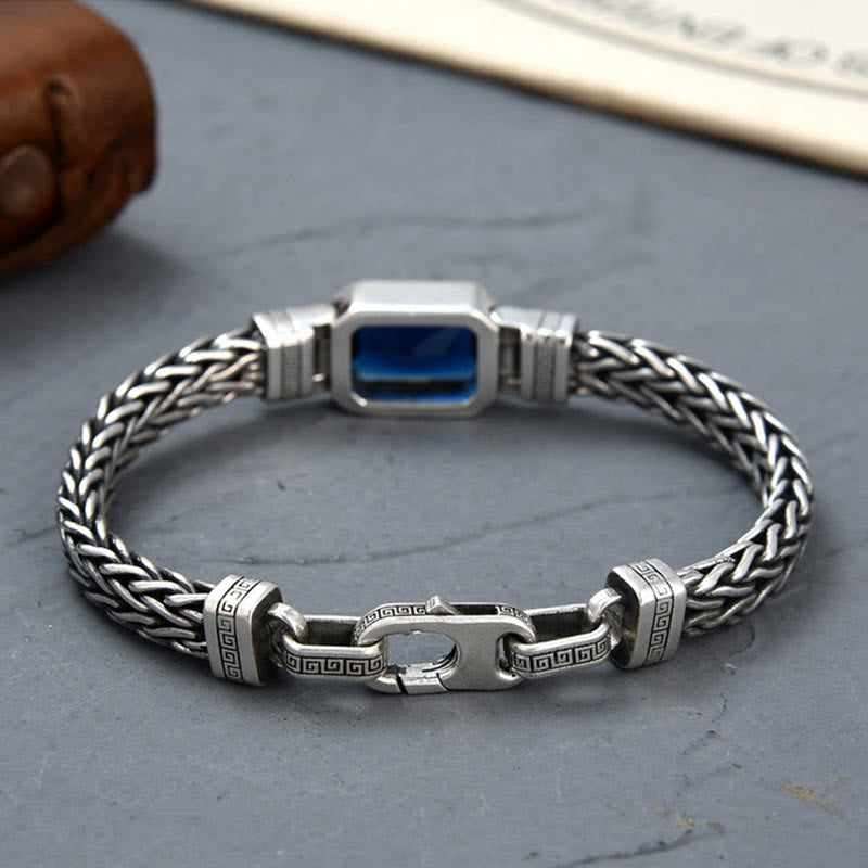 Pulsera con hebilla de riqueza curativa con diseño trenzado de quilla de dragón acrílico azul Retro con Buddha Stones